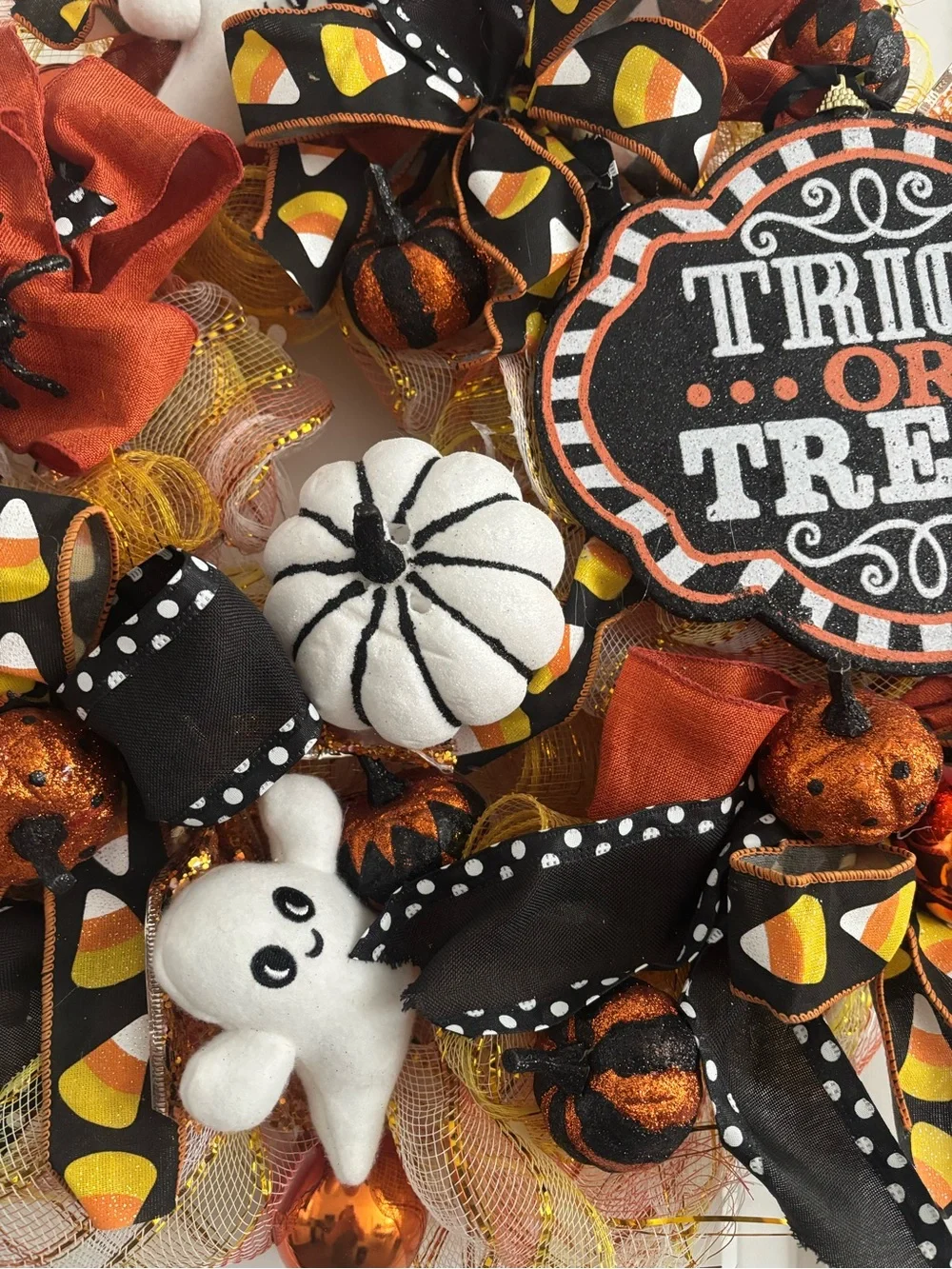 Summerween Halloween Trick or Treat Wreath Ghosts Custom Designed Final Sale